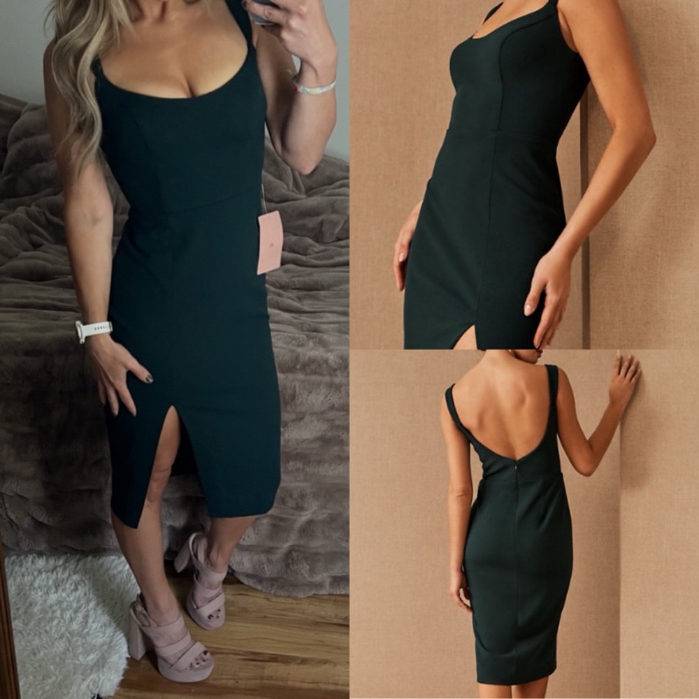 NWT Anthropologie bhldn Ana crepe emerald Dark Green Midi Dress